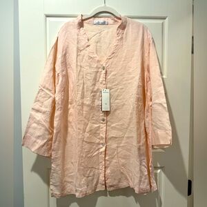 NWT CUT LOOSE XL Pink Linen Button Down Shirt